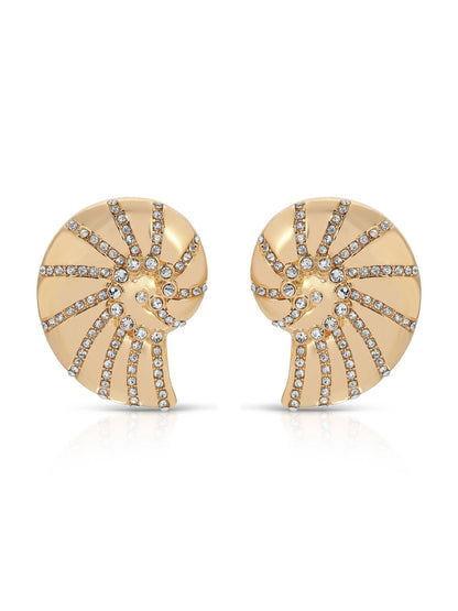 Crystal Studded Nautilus Shell Earrings