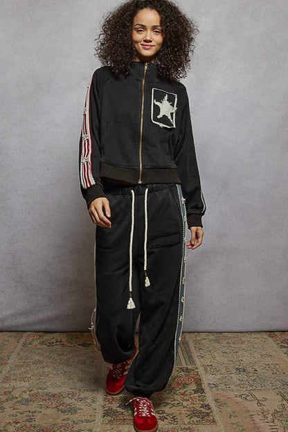 French Terry Star Patch Knit Joggers