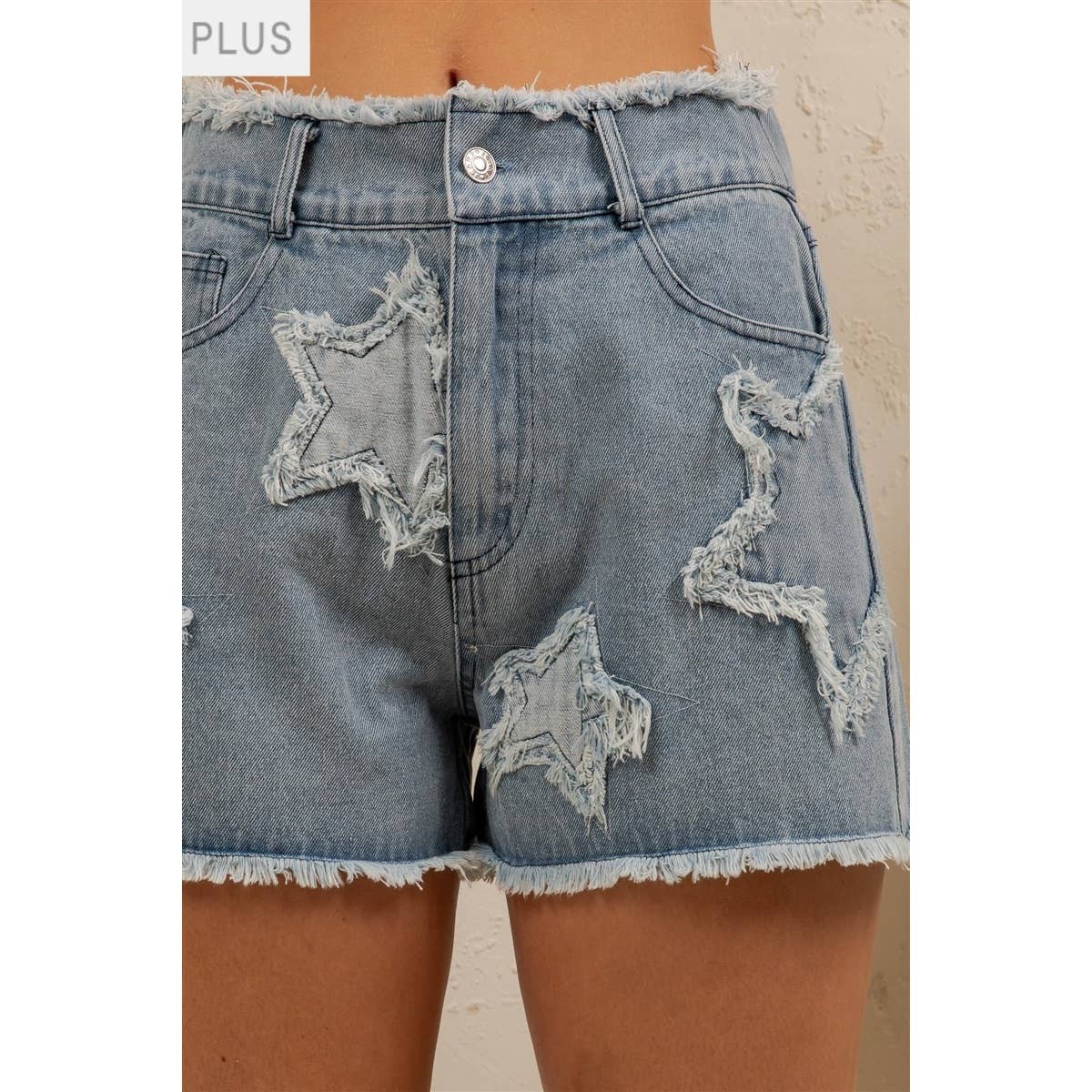 STARSTRUCK DISTRESSED DENIM SHORTS PLUS SIZE