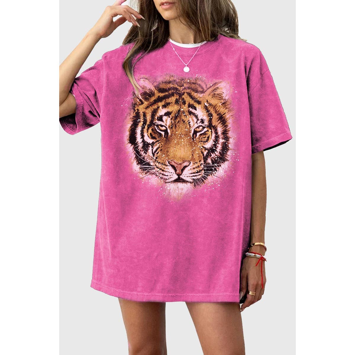 TIGER FACE OVERSIZED MINERAL GRAPHIC TEE