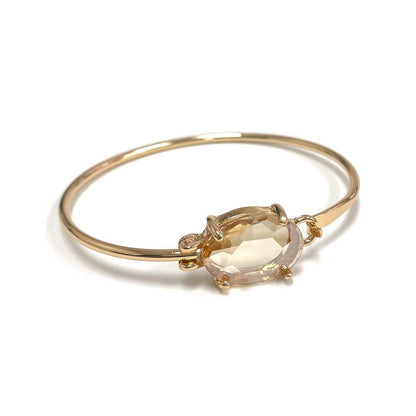 High Quality Glass Crystal Oval Stone Cuff Metal Bangle