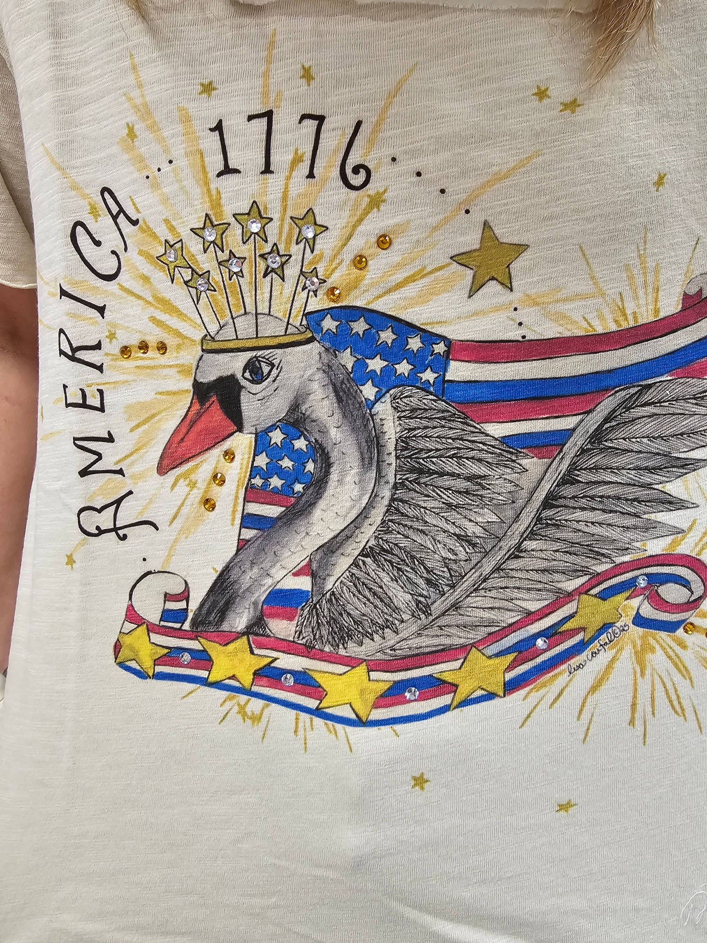 America Swan Tattered Tee