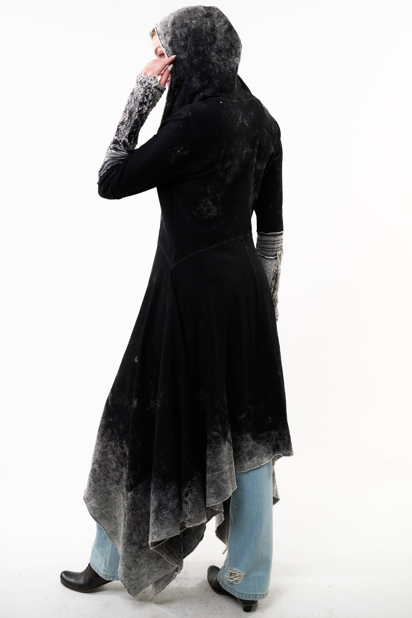 Forest Goddess French Terry Coat | Hooded Sweater| Long Coat
