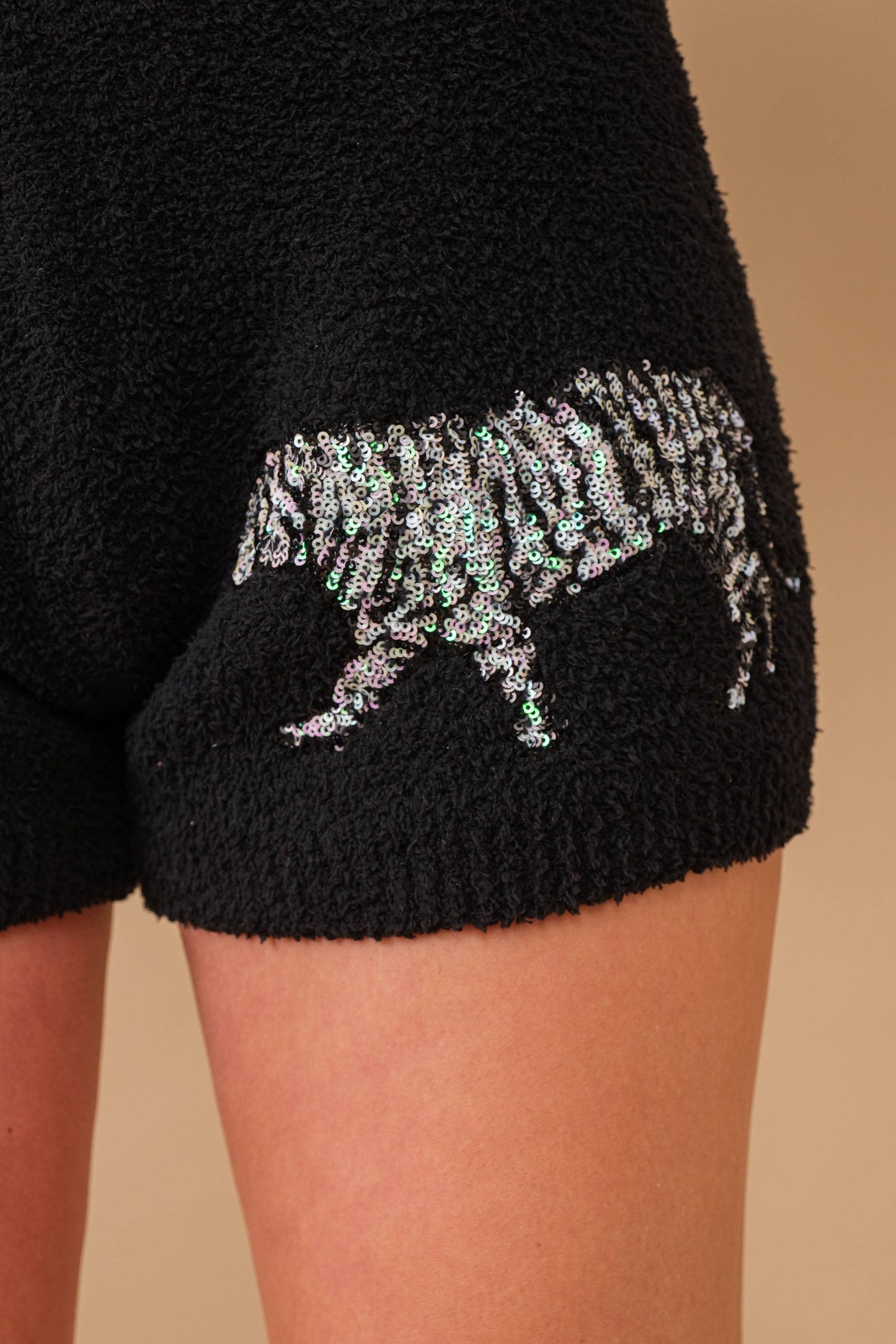 Cozy Multi Tiger Sequin top with Matching Shorts