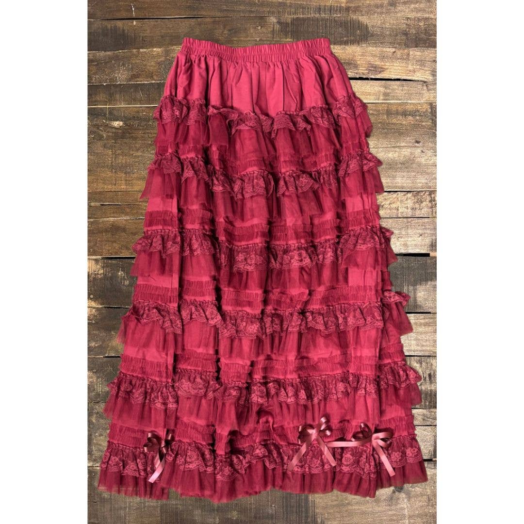 Victorian Romance Skirt - Cranberry
