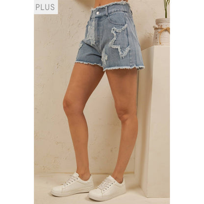 STARSTRUCK DISTRESSED DENIM SHORTS PLUS SIZE