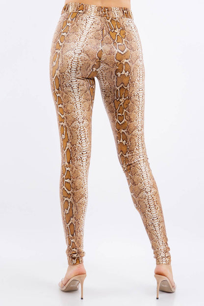 FAUX LEATHER PYTHON PRINT LEGGINGS