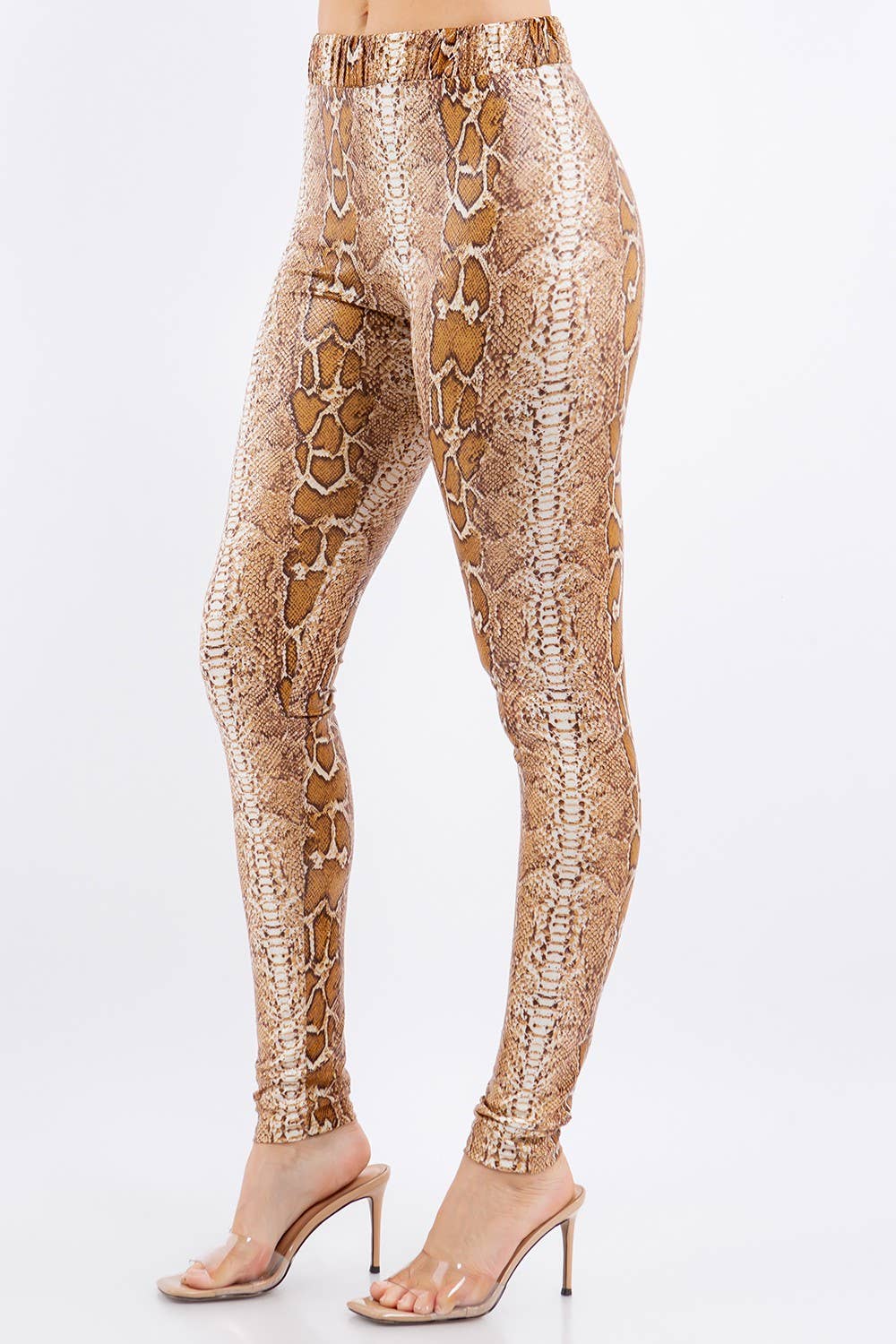 FAUX LEATHER PYTHON PRINT LEGGINGS