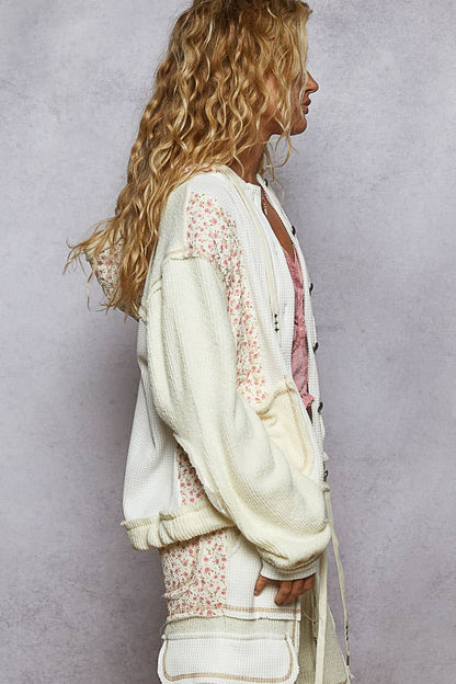 Floral Knit Hoodie Jacket