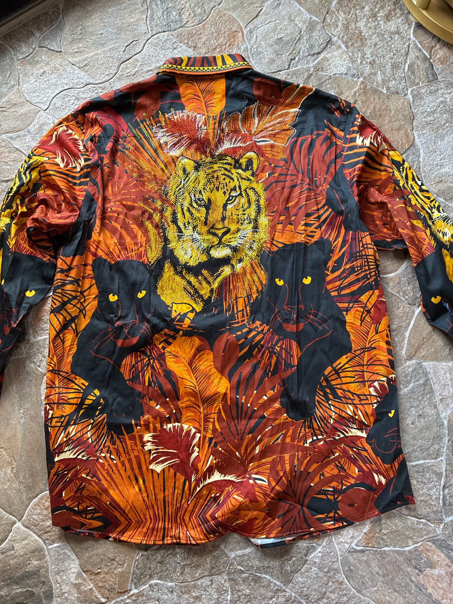 Panther And Tiger Bling Button Down