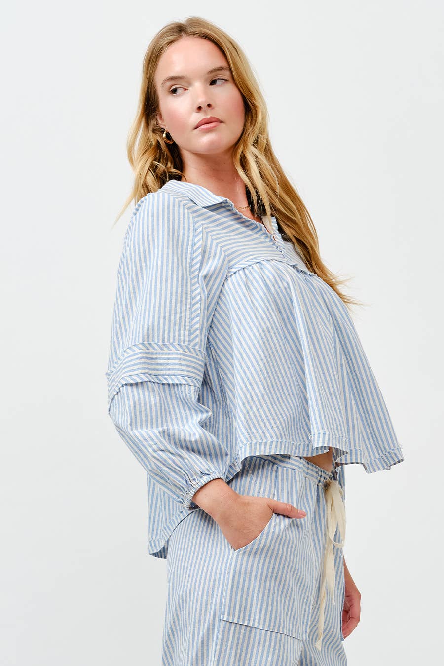 Striped Bubble Blouse Top
