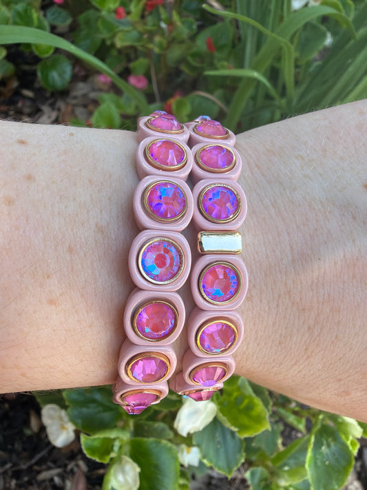 Pink and Purple Enamel Stretch Bracelet