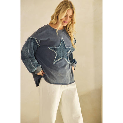 WILD STAR DENIM SLEEVE PULLOVER