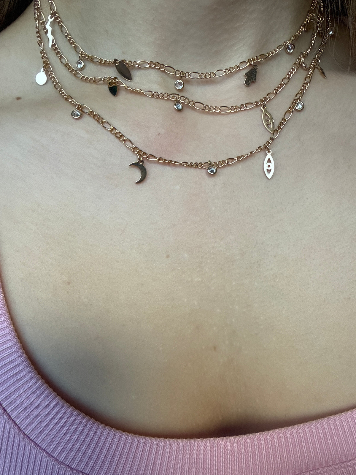Mystic Triple Layer Choker in Gold