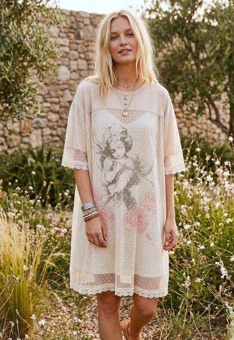 POLKA DOT CHERUB MESH LAYERED DRESS
