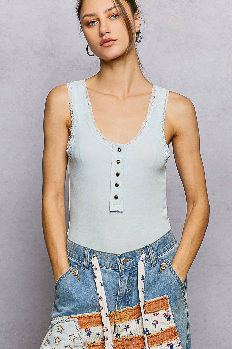 Lace Trim Knit Tank Top