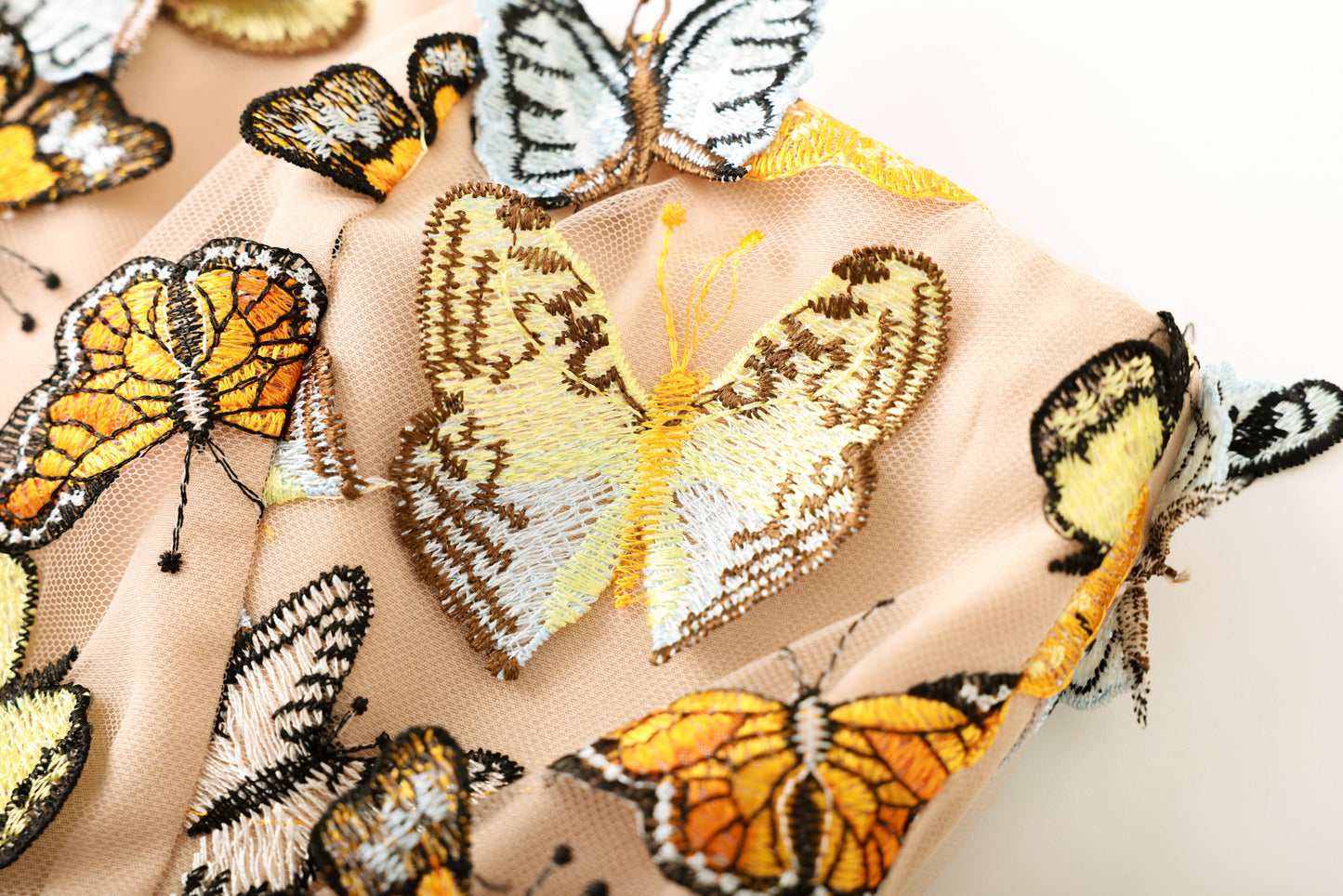 Butterfly Appliqué Strapless Embellished Mini Dress