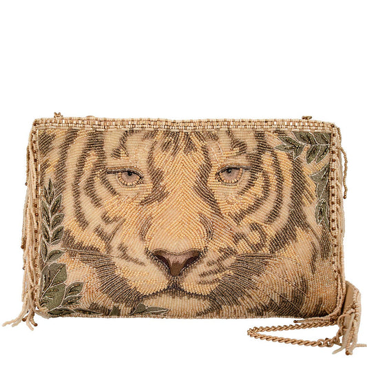 Savage Beaded Tiger Face Crossbody Bag