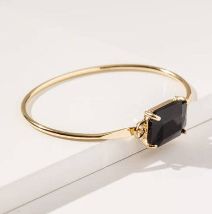 High Quality Glass Crystal Rectangle Stone Cuff Metal Bangle
