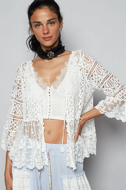 White Crochet Lace Cardigan