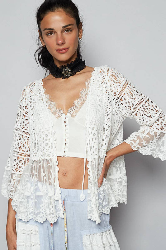 White Crochet Lace Cardigan