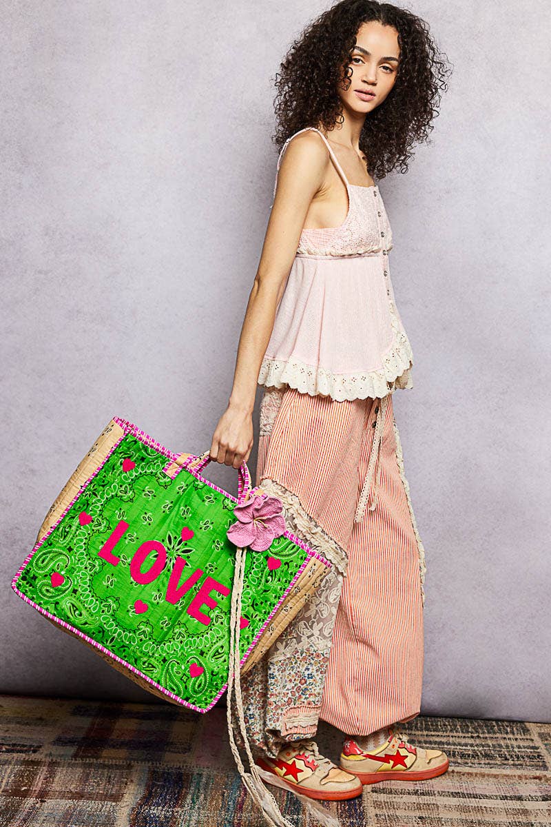 LOVE Bandana Quilted Tote Bag