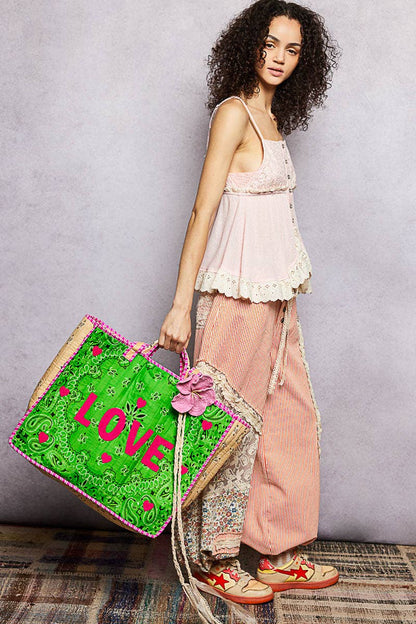 LOVE Bandana Quilted Tote Bag