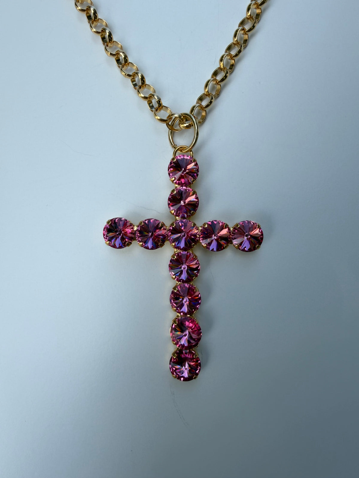 WETSTONE: Rose Pink 3” Cross Necklace