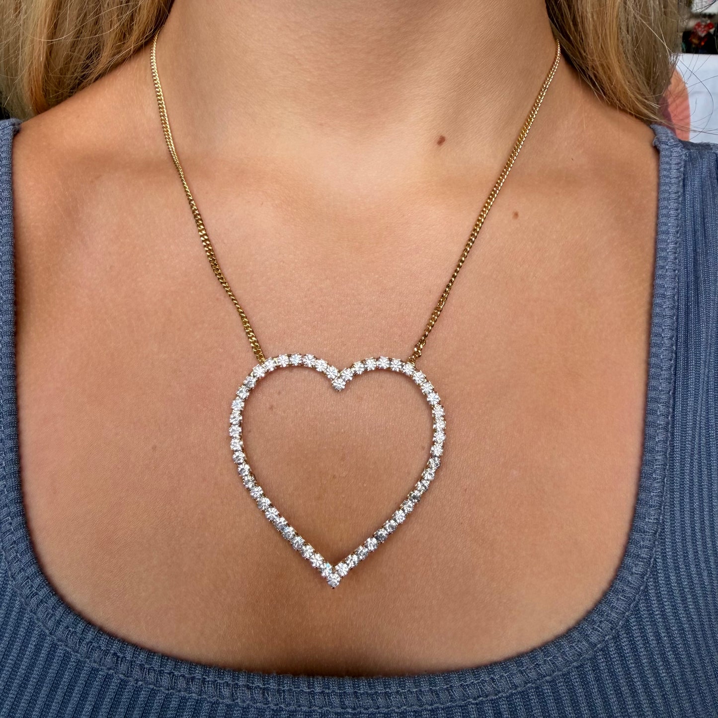 OPEN HEART NECKLACE GOLD/CLEAR