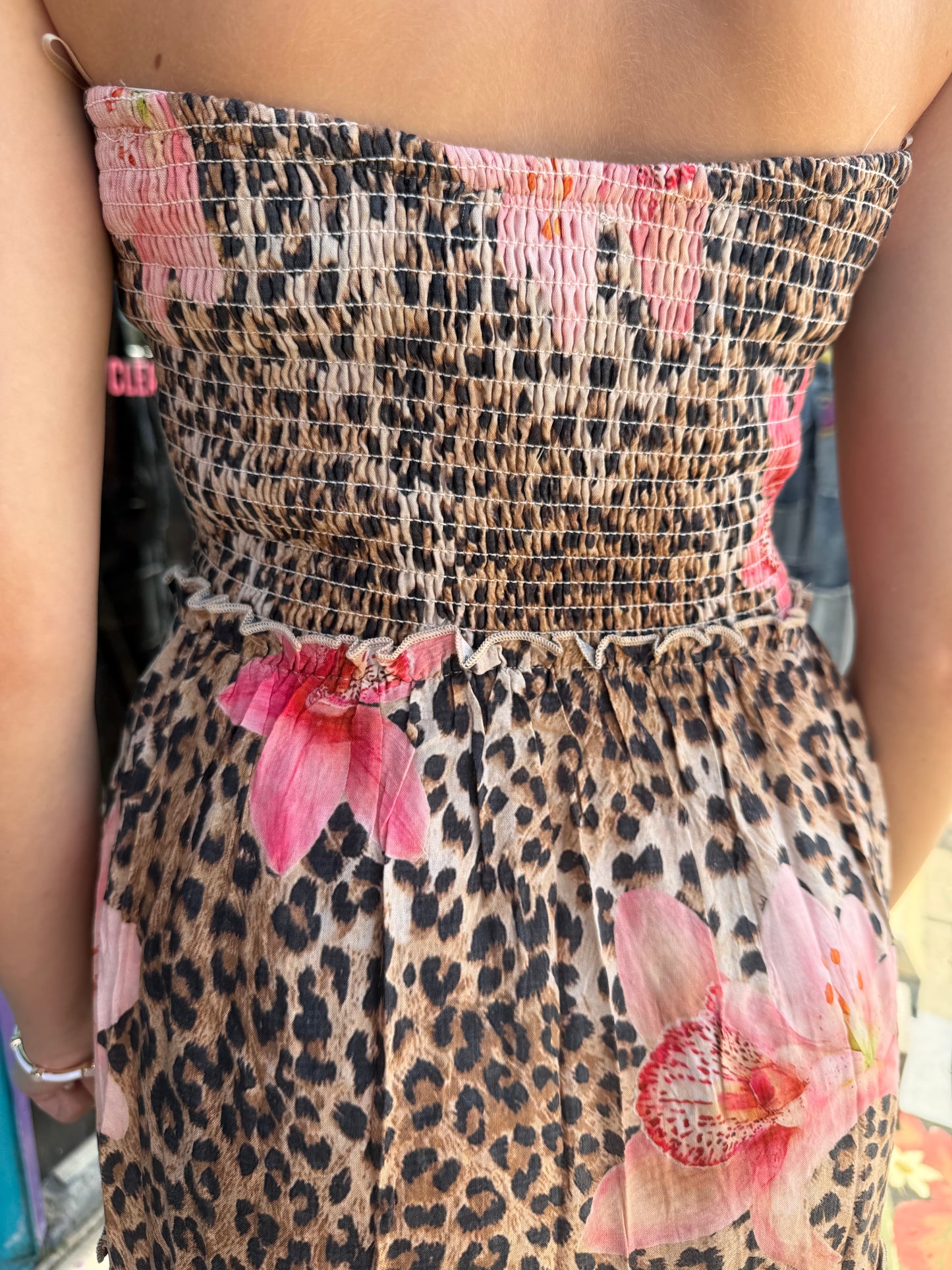 STRAPLESS SMOCKED TIERED MAXI DRESS