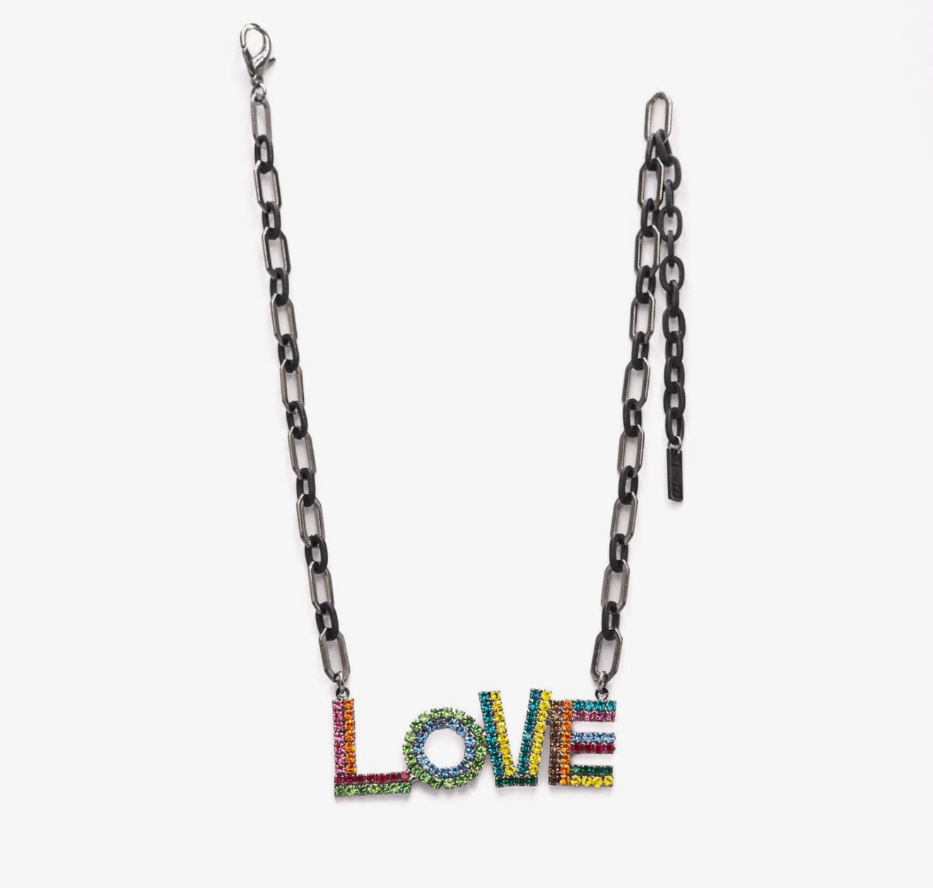 LA LA LOVE Necklace in Gunmetal / Rainbow