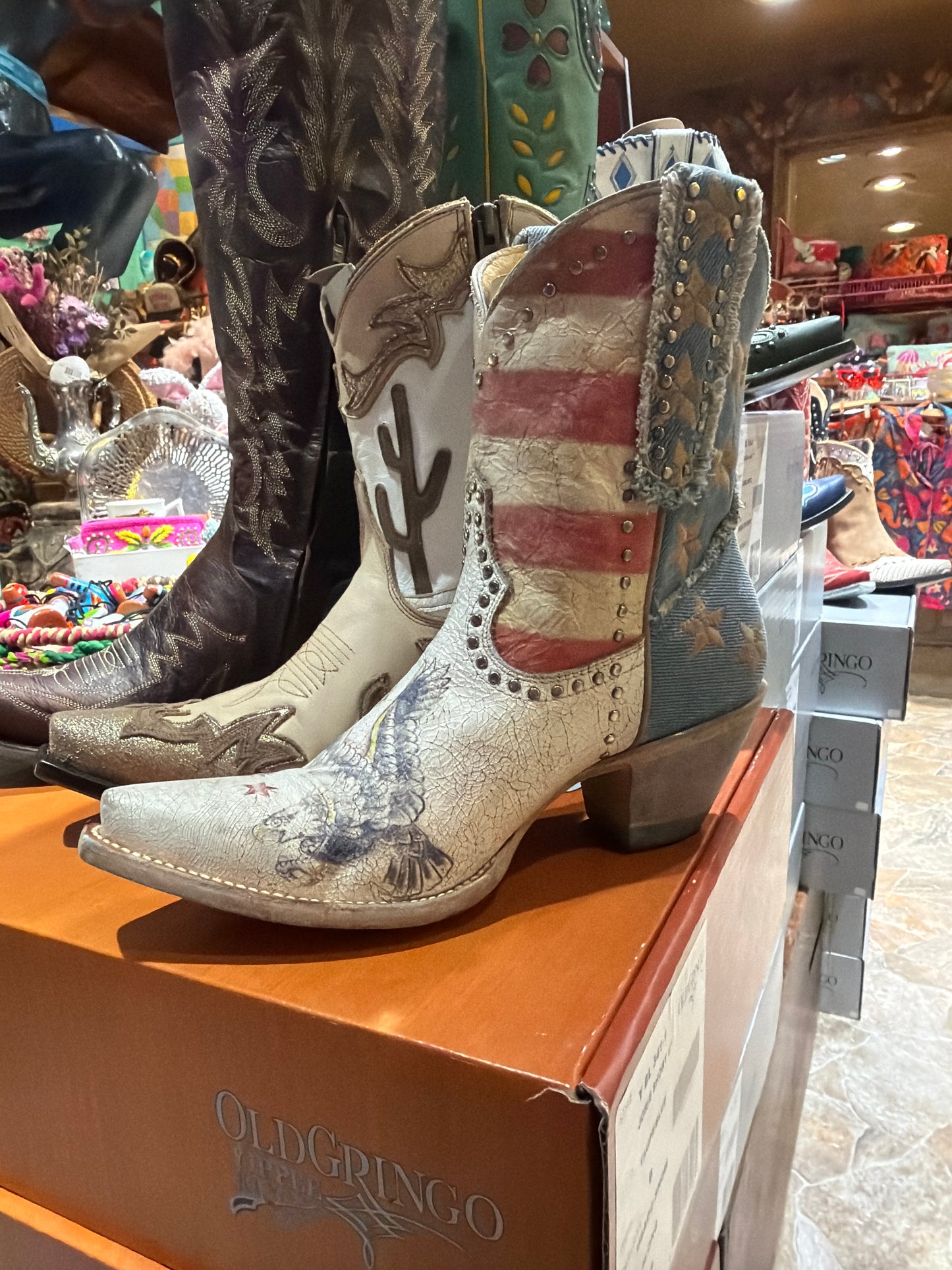 Jorie Short 8in Crackled Taupe Old Gringo Cowgirl Boots