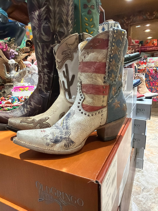 Jorie Short 8in Crackled Taupe Old Gringo Cowgirl Boots