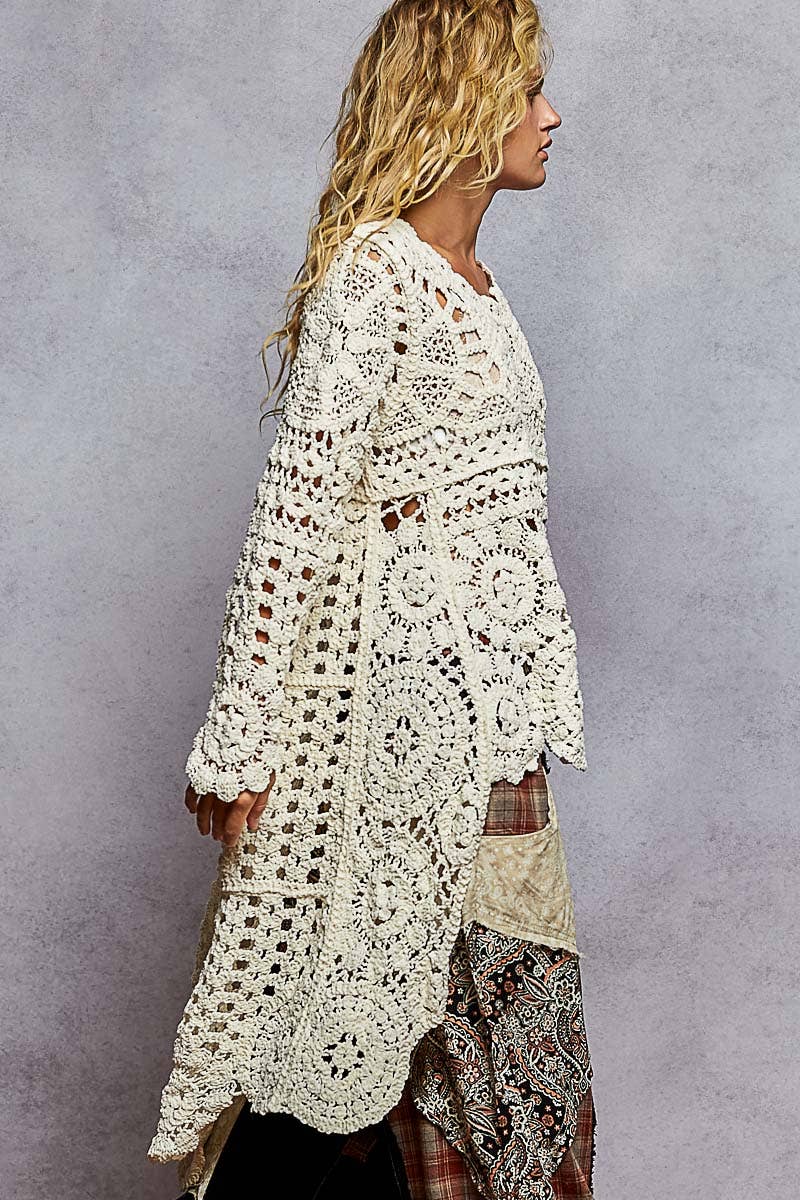 Marry Me Hi-Low Chenille Crochet Sweater