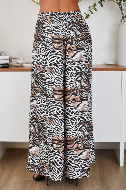 ZEBRA PATCH PRINT WIDE LEG PANTS