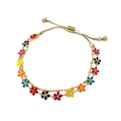 Color Epoxy Enamel Flower Adjustable Chain Bracelets