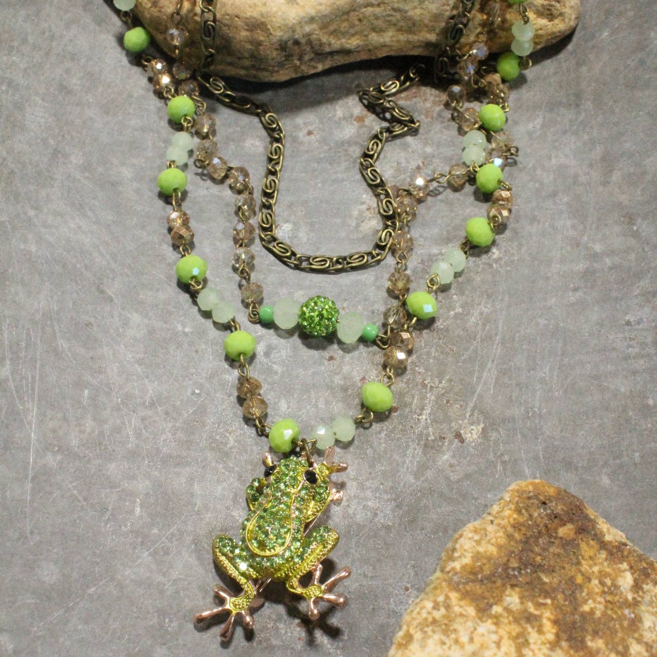 A Lily Pad Frog Layered Necklace