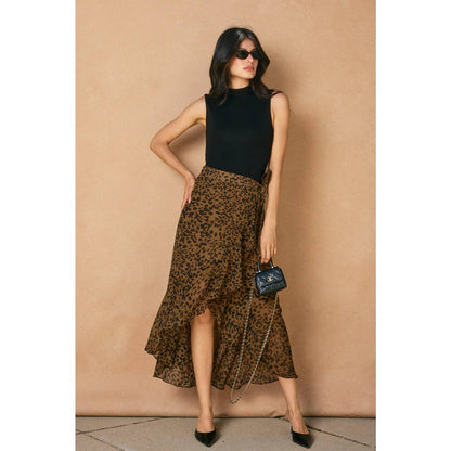 Jungle Fury Leopard Ruffled Hem Wrap Skirt