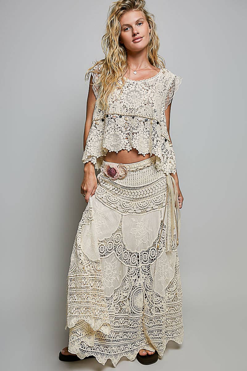 Crochet patterns embroidered maxi skirt