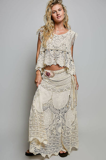 Crochet patterns embroidered maxi skirt