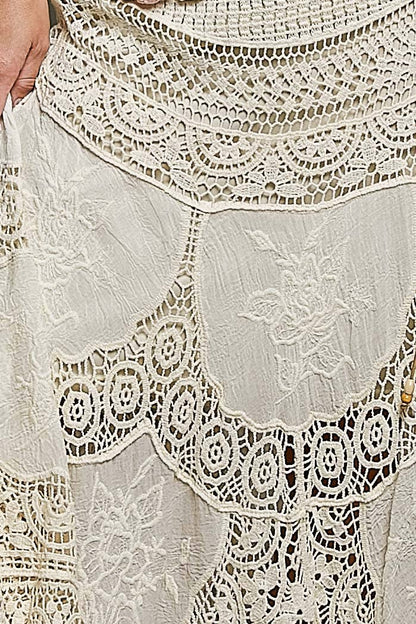 Crochet patterns embroidered maxi skirt