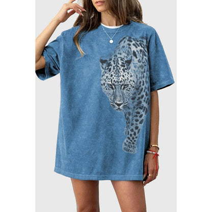 LEOPARD OVERSIZED MINERAL GRAPHIC TEE