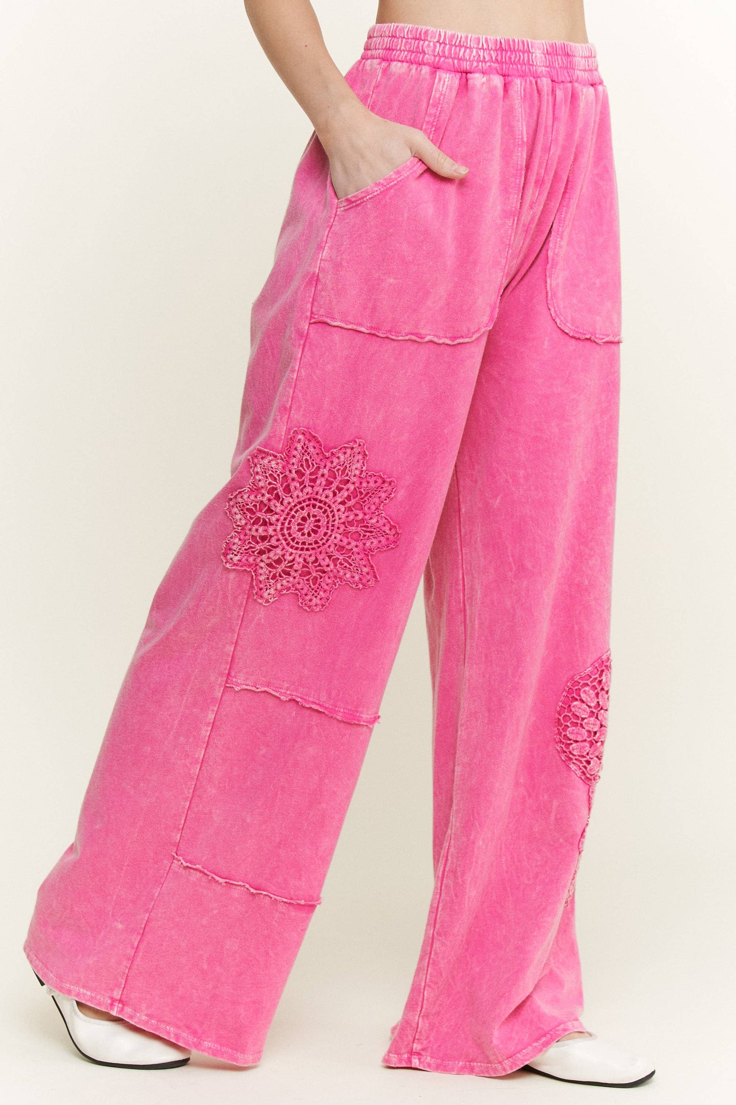 MineralWashed Doily Wide Leg French Terry Lounge Pants