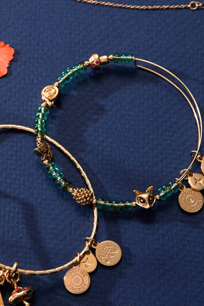 Woodland Green Glass Beaded Bangle