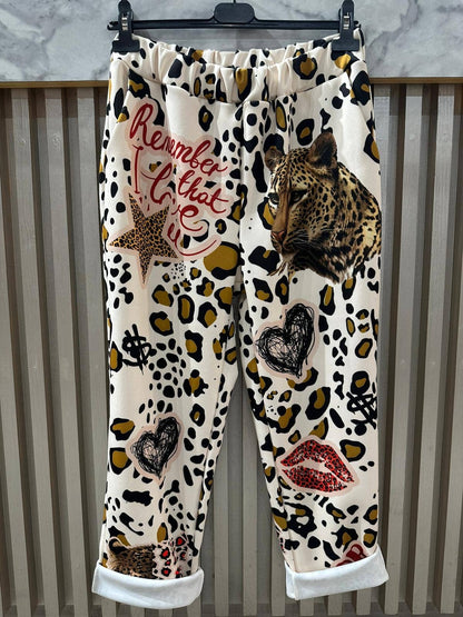 Italian Cream Leopard Love Graphic Sweatpants