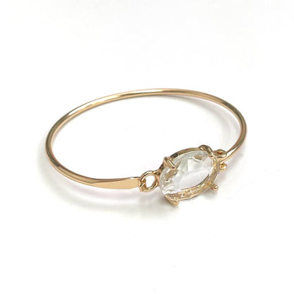 High Quality Glass Crystal Oval Stone Cuff Metal Bangle