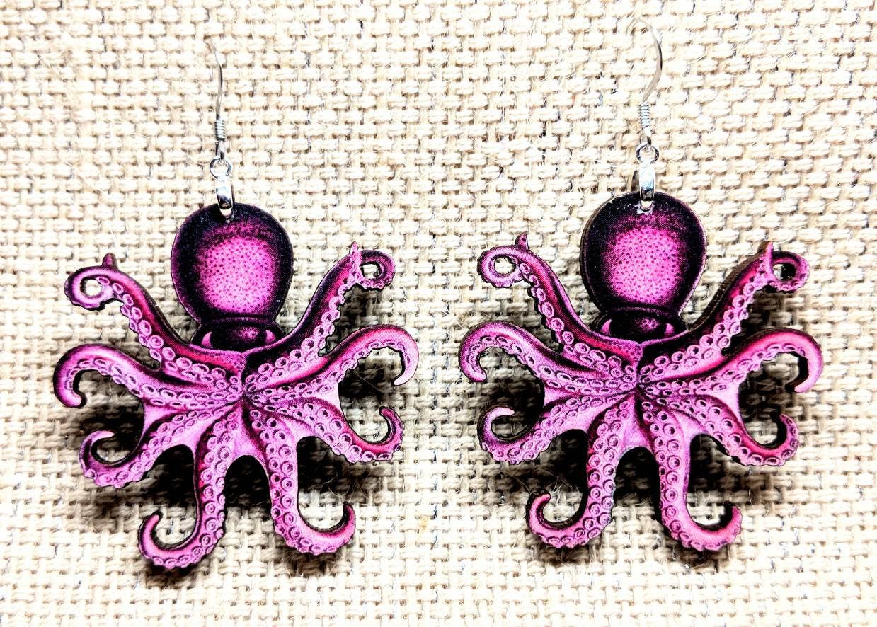 Pink Octopus Earrings