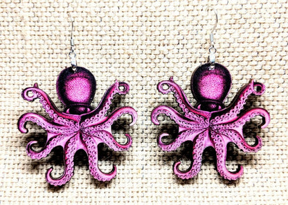 Pink Octopus Earrings