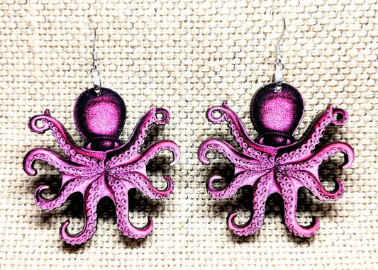 Pink Octopus Earrings
