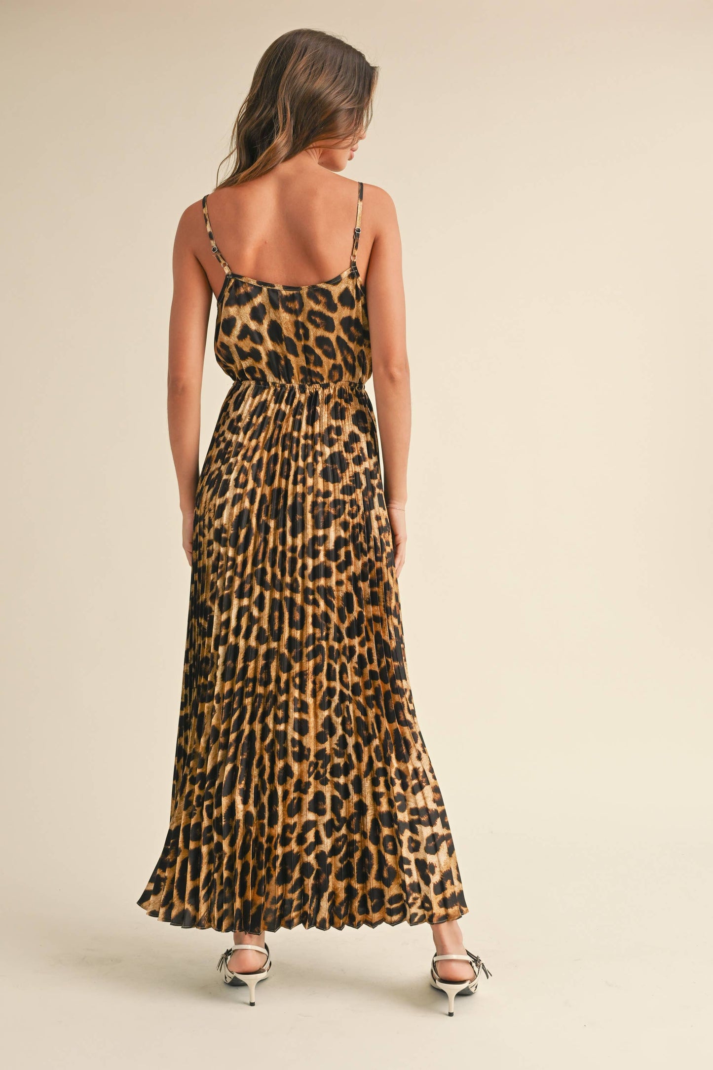 LEOPARD PRINT PLEATED DRESS